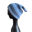 Czapka zimowa w paski z alpaki robiona na drutach