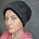 Futrzana czapka szara Smerfetka na podszewce bardzo ciepła duża wykończona ściągaczem dobrze trzyma