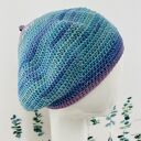 Wiosenny beret damski z antenką ręcznie robiony bawełna one size