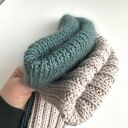 Ręcznie robiona czapka beanie AUREA 100% Baby Merino plus moher i jedwab 47/37 Morze Północne