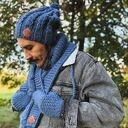 Męska czapka MERINO Smile “Ciemny niebieski” podszewka JEDWAB