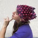 Unikatowa czapka Fuksja ręcznie wytkana na krośnie