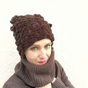 Czapka Gorzka Czekolada - ręcznie tkana z weluru