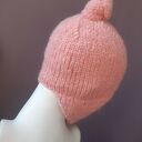 Alpaca pilotka z węzełkiem morelowa balaclava czapka z nausznikami brzoskwiniowy róż