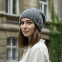 Czapka całoroczna przejściowa cienka bawełna s/m unisex popiel