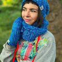 Luźna czapka MERINO 66% "Niebieskości" NEVERLAND