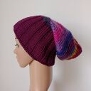 Długa czapka we fioletach na różne sposoby