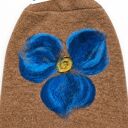 czapka wełniana filcowana zimowa ruda handmade w kwiaty na podszewce - rozmiar