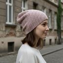 Czapka całoroczna przejściowa cienka bawełna s/m unisex róż