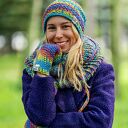 Czapka MERINO 50% “Tęcza Błękit” EXPLORER