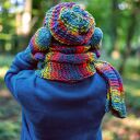 Czapka MERINO 50%- Tęcza błękit” NEVERLAND