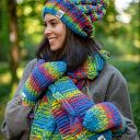 Czapka MERINO 50% - Tęcza błękit” SMILE