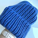 Ręcznie robiona czapka wywijana JANKA 100% Wełna owcza 104 Kobalt