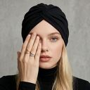 Turban boho w czarnym kolorze - miękki i wygodny, rozmiar uniwersalny