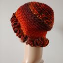 Elegancka czapka w rudościach - ciepły handmade na zimę