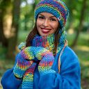 Czapka MERINO 50%- Tęcza błękit” NEVERLAND