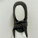 Balaclava-kominiarka z szalikiem - brąz i szarość, ręcznie na drutach