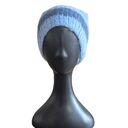 Czapka zimowa w paski z alpaki robiona na drutach