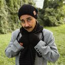 Męska czapka MERINO Neverland “Czarny” podszewka JEDWAB