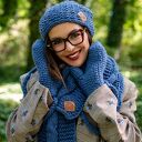 Czapka MERINO Neverland “Ciemny niebieski” podszewka JEDWAB