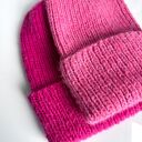 Ręcznie robiona czapka damska MORGANA Merynos, Alpaka z Jedwabiem 08/18 Fuksja