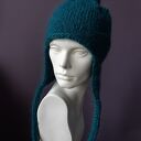 PILOTKA Z WĘZEŁKIEM butelkowa zieleń BALACLAVA CZAPKA Z NAUSZNIKAMI meher z wełną