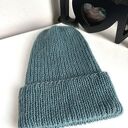 Ręcznie robiona czapka beanie AUREA 100% Baby Merino plus moher i jedwab 47/37 Morze Północne