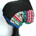 czapka turbanowa etno boho patchwork - na podszewce, rozmiar uniwersalny, lekko