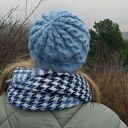 Czapka i Komin - komplet z Alpaki, błękitny