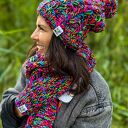 Czapka MERINO 34% - Czarne kolorki” SMILE