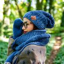 Czapka MERINO Neverland “Ciemny niebieski” podszewka JEDWAB