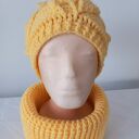 KOMPLET HANDMADE CZAPKA KOMIN "ŻŎŁTE LIŚCIE"