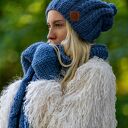 Czapka MERINO Smile “Ciemny niebieski” podszewka JEDWAB