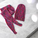 Luksusowy komplet: kolorowa czapka beanie i chusta petite z alpaki, merino i jedwabiem