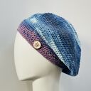 Wiosenny beret damski z antenką ręcznie robiony bawełna one size
