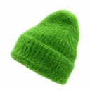 Milusia - puchata zielona czapka zimowa handmade