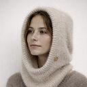 Delikatna balaclava z alpaki i merino - kominiarka w formie kaptura oversize