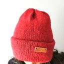 Cerwona czapka z wełny alpaki podwójna ręcznie robiona