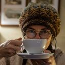 Czapka beret wełniana "Pole lnu"