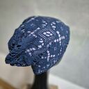 Czapka ażurowa niebieska na podszewce rozmiar uniwersalny miekka świetna na codzienne