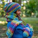 Czapka MERINO 50%- Tęcza błękit” NEVERLAND