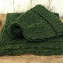 Czapka i komin z miękkiej Alpaki, butelkowa ciemna zieleń