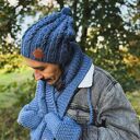 Męska czapka MERINO Smile “Ciemny niebieski” podszewka JEDWAB