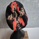 Czapka grafitowa z pomarańczą na podszewce - rozmiar uniwersalny (handmade)