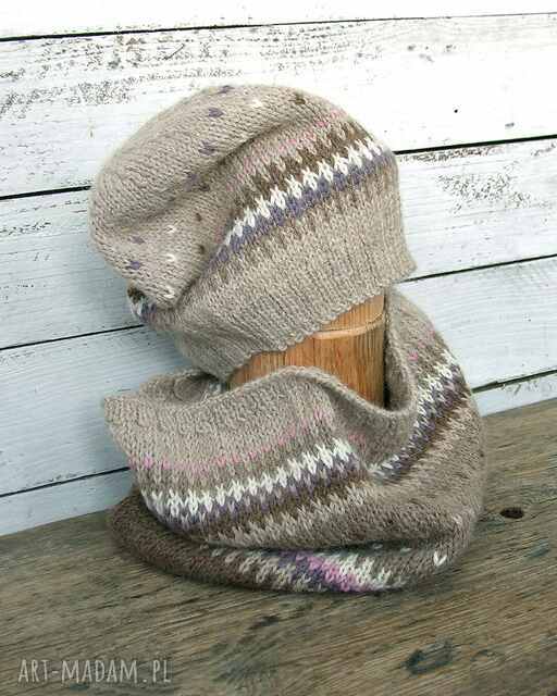 Komin i czapka z Alpaki - ciepły zestaw na jesień i zimę