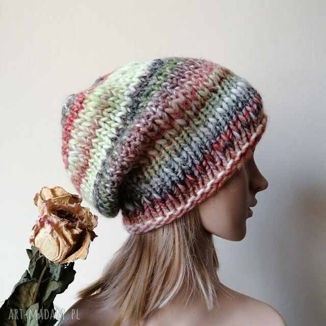 RĘCZNIE NA DRUTACH - Miła, grubaśna, ciepła czapka
