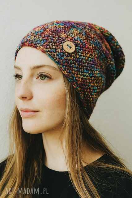Kolorowa czapka całoroczna przejściowa cienka all season S/M
