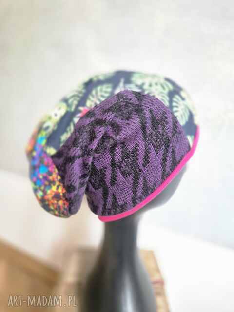 Czapka na podszewce kolorowa patchworkowa rękodzieło świetna na codzienne noszenie polecam rozmiar