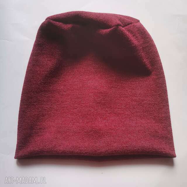 Czapka unisex bordo smerfetka uszyta z dzianiny swetrowej na podszewce, uniwersalna polecam box r1