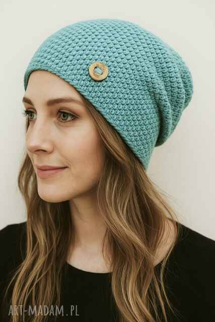 Czapka całoroczna przejściowa cienka bawełna s/m aqua
